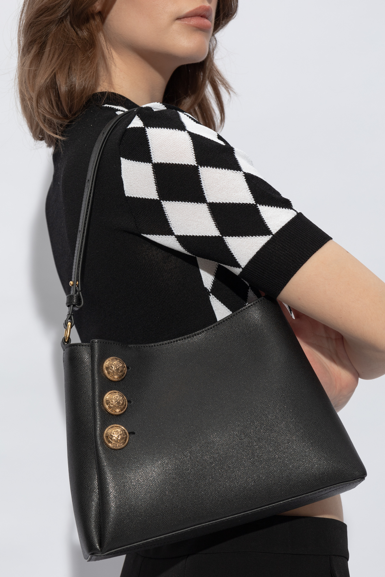 ショルダーバッグ・ポシェット BALMAIN Woman Shoulder bag Black FN1BS002LBFO 0PA Black 'Emblème' shoulder bag Balmain - Vitkac Canada